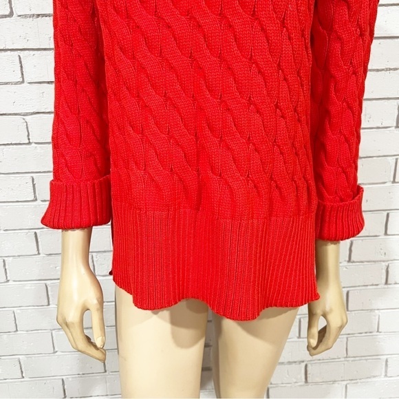 J. Crew Cotton Cable-Knit Side-Slit Crewneck Sweater - Picture 3 of 11